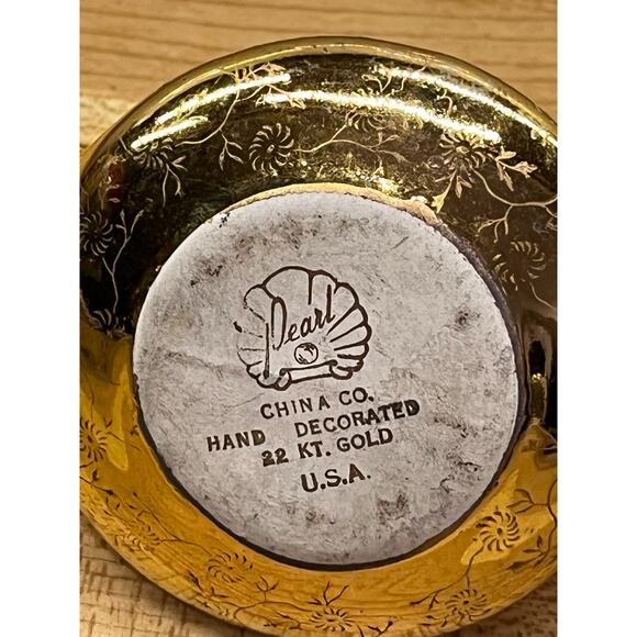 Pearl China Co Creamer Sugar Bowl 22KT Gold Trim Hand Decorated Set - Picture 9 of 11